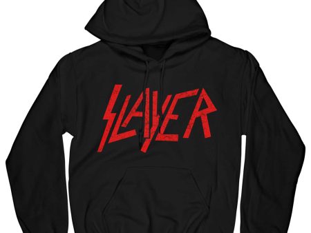 Slayer - Distressed Logo Hoodie For Cheap