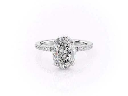 The Pave Eleanor Set With A 2 Carat Oval Moissanite Online now