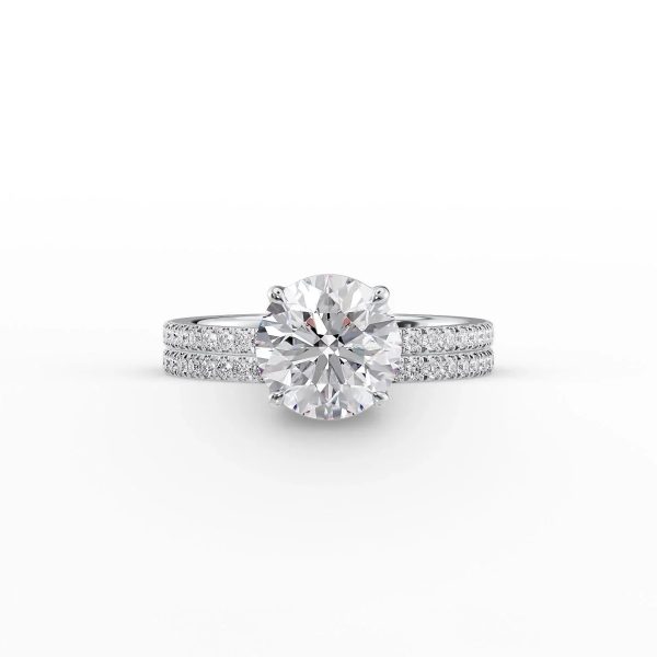 The Pave Eleanor Set With A 4 Carat Round Moissanite on Sale