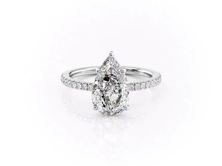 The Pave Eleanor Set With A 1 Carat Pear Moissanite Online Sale