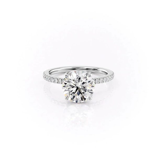 The Pave Eleanor Set With A 4 Carat Round Moissanite on Sale