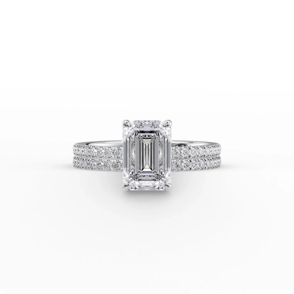 The Pave Eleanor Set With A 4 Carat Emerald Moissanite Online Hot Sale