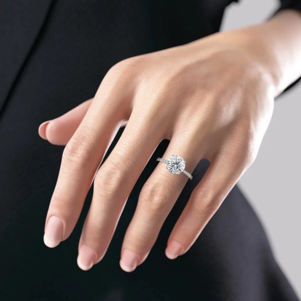 The Pave Eleanor Set With A 4 Carat Round Moissanite on Sale