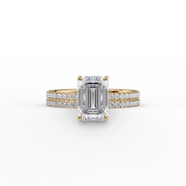 The Pave Eleanor Set With A 4.5 Carat Emerald Moissanite For Sale