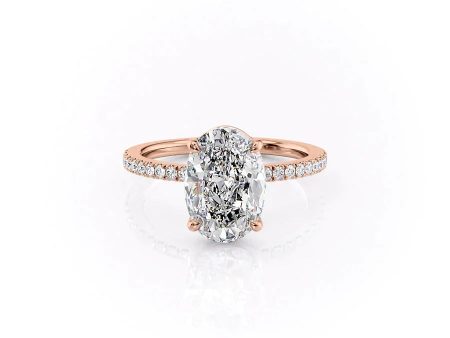 The Pave Eleanor Set With A 5 Carat Oval Moissanite Online now